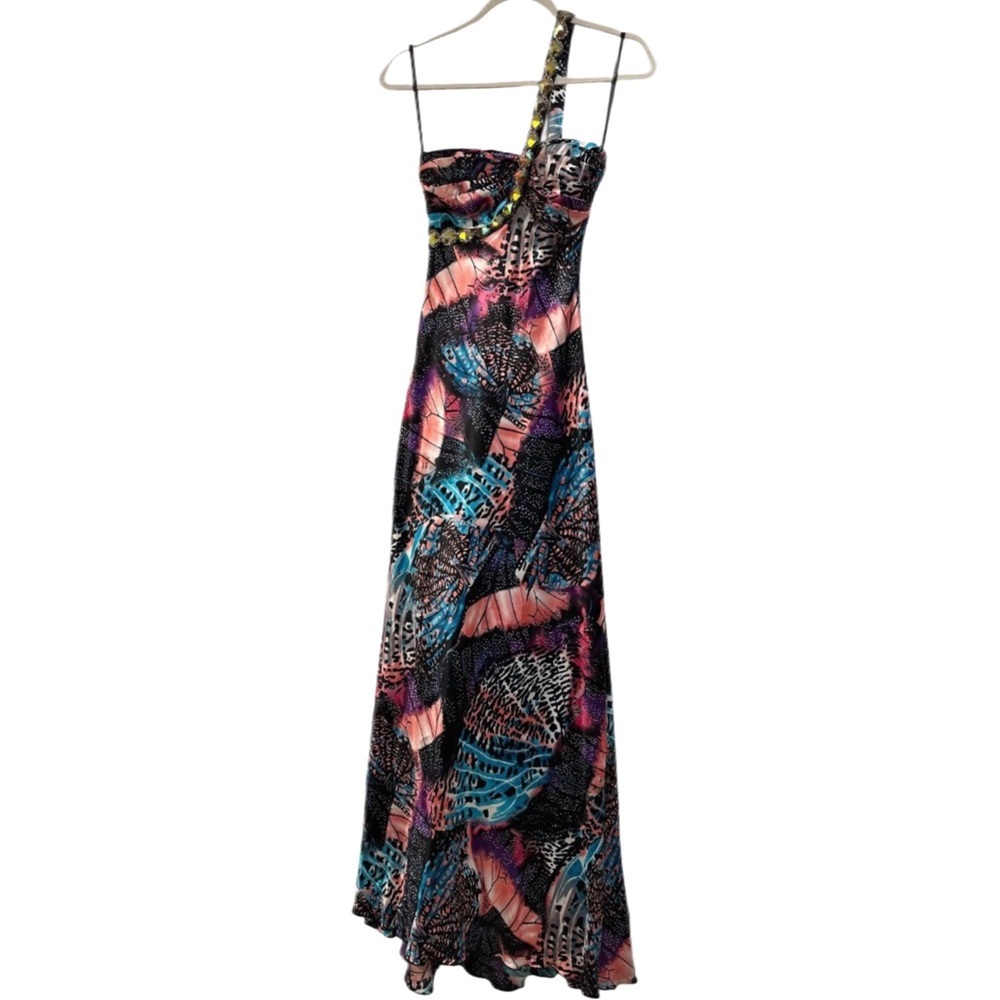 Josh & Jazz One Shoulder Jeweled Maxi Dress GORGEOUS Formal Gown Size 7/8 - Picture 3 of 16